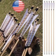 12X 32" Traditional Wooden Arrows Feather Longbow Recurve Bow Archery Hunting