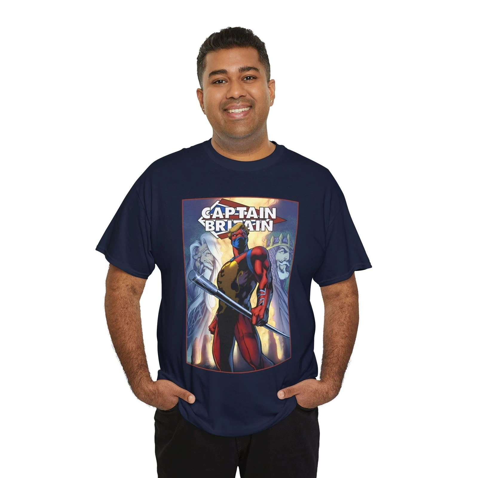 Captain Britain T-Shirt - Alan Davis Art - Excalibur Leader - Marvel Comics