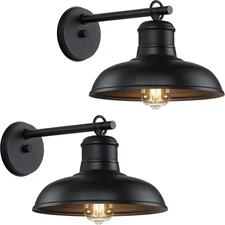 2-Pack Outdoor Wall Lights, Vintage Black Wall Sconces, Exterior Farmhouse Barn