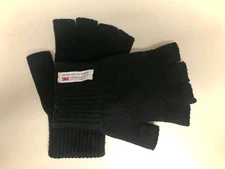 Unisex 3M Thinsulate Lined Fingerless Gloves Black L/XL on label, Fits Most thou