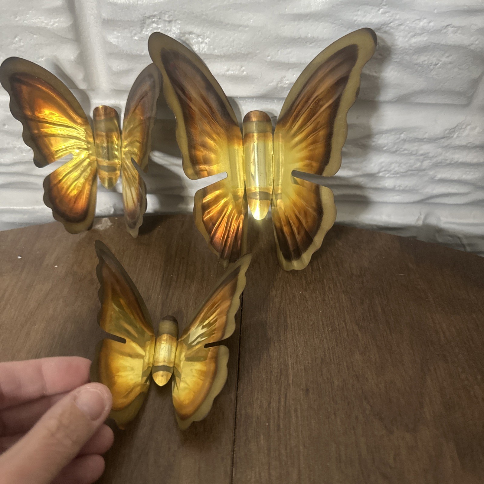 3 Vtg Homco MCM Home Interiors Brass Gold Butterflies Wall Accents Decor Metal