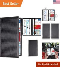 Sleek Carbon Fiber Black Car Registration  Insurance Card Holder - 6 Slots