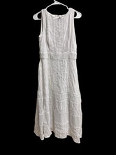 Taylor White Textured Fit & Flare Sleeveless Midi Dress Size 10