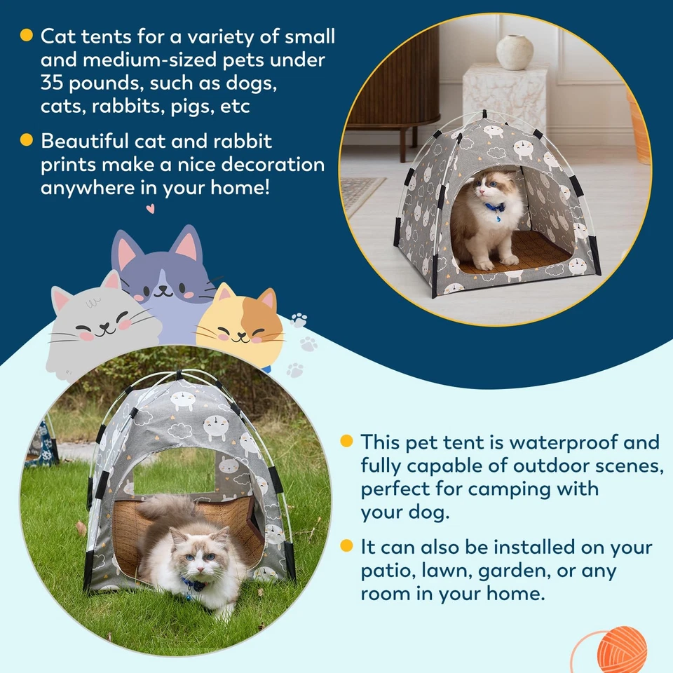 Linda cueva gris para mascotas - Tienda interior para gatos y casa para mascotas con suela antideslizante y remova Foto 4 de 4