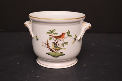 Herend Porcelain planter / cachepot hand-painted Rothschild Bird Jardiniere 5''