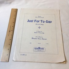 Sheet Music Just For To-Day By Blanche Seaver, Sybil Partrige, Religious