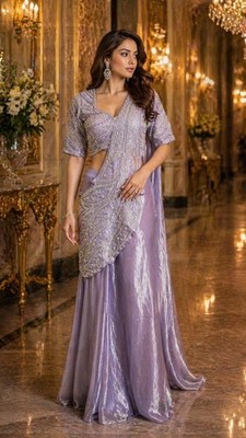 STEPNSHOP HOCHZEITSKLEIDUNG READY TO WEAR SARI MIT PERLEN ARBEIT 22566