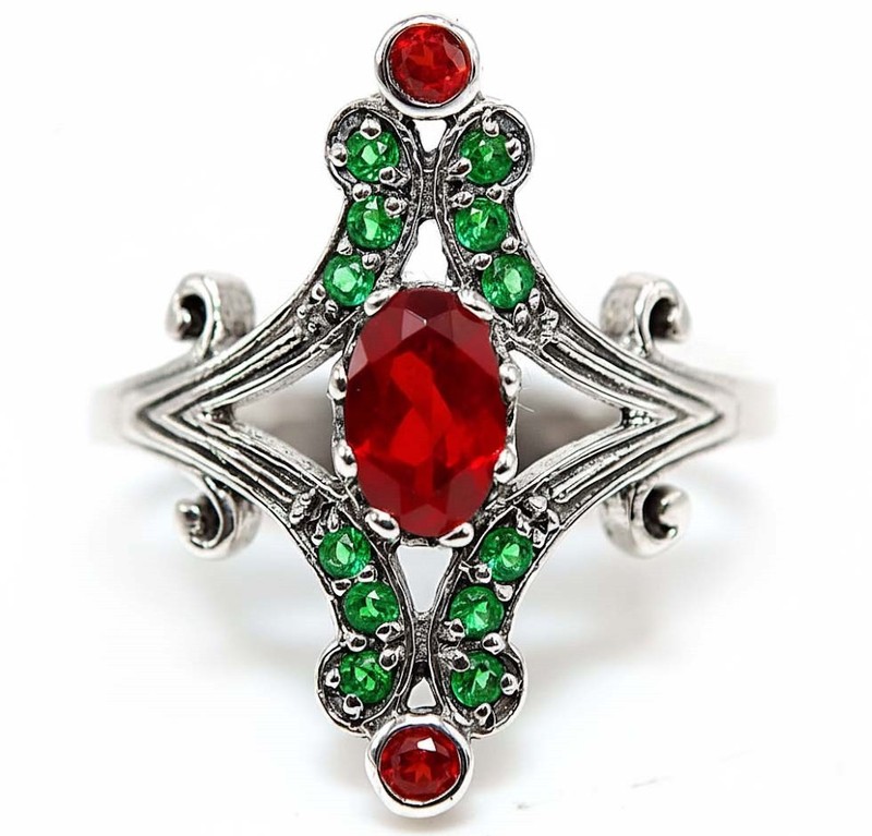 1CT  Fire Garnet 925 Sterling Silver Filigree Ring Sz 6 PC9-1