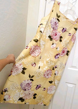 Womens Positive Attitude LONG LINEN Blend Sleeveless Dress 12 Large Yellow Lined