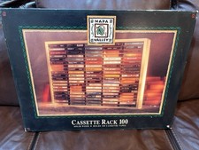 Vintage 100 Cassette Tape Storage Rack Napa Valley Style Wood Wall Holder Music