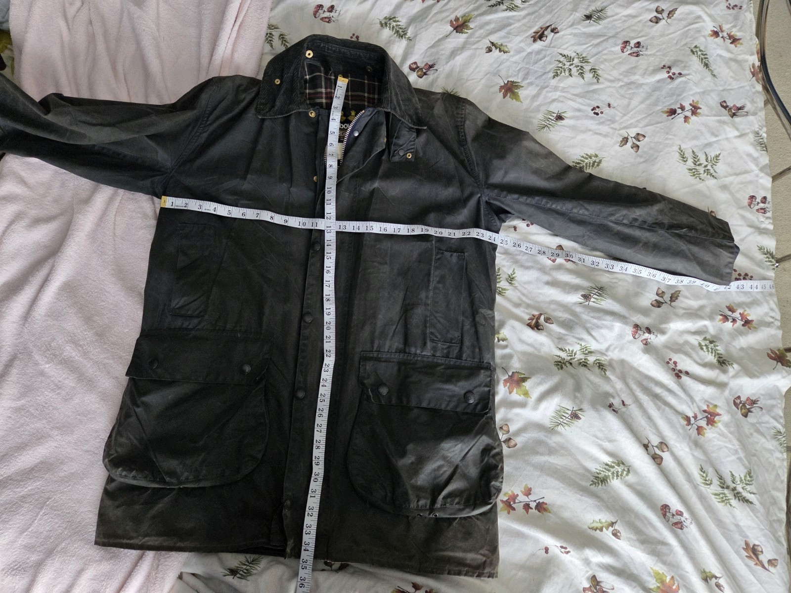 Barbour A205 Border Wax, Navy, C40/102cm Large, Vintage 1989 image 7