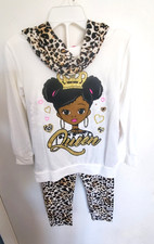 Girls T-Shirt, Leggings 3-Piece Set, Animal Print, Size 5/6 New