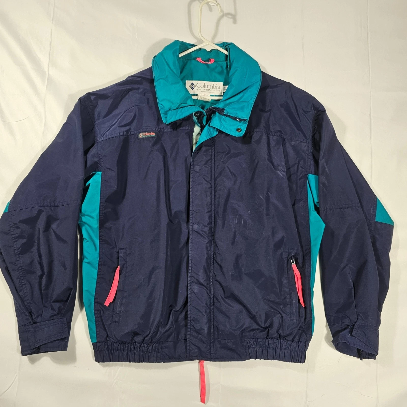 Vintage Columbia Radial Sleeve Jacket Men’s Large Teal Navy 90s Coat Bugaboo