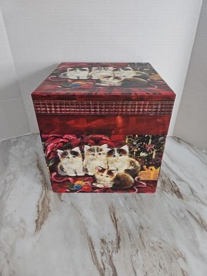 Bob s Boxes Christmas Cats Large Box 9x9x9 Decor Wrapping Kittens Bulbs Tree