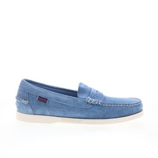 Sebago Dan Boat Flesh Out Mens Blue Suede Loafers  Slip Ons Casual Shoes
