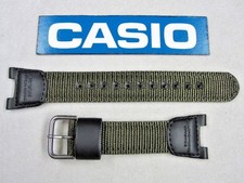 Genuine Casio Twin Sensor SGW-100B watch band strap green nylon black leather