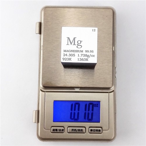 1 Inch 25 4mm Magnesium Metal Cube 28grams 99 95 Engraved Periodic 