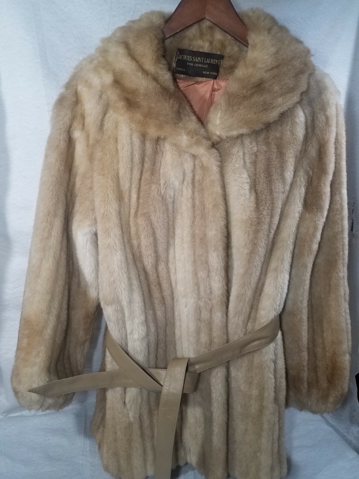 Giacca donna Jacques Saint Laurent pelliccia sintetica marrone chiaro grande BELLA