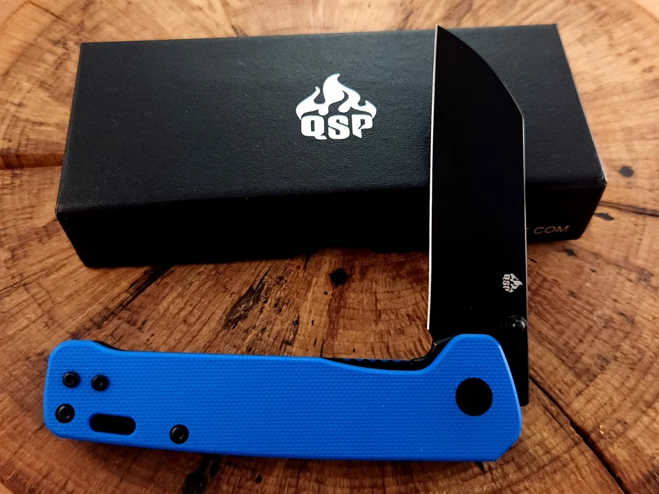 NEW QSP Penguin Blade HQ Promo D2 Blade Blue G10 Handle Folding Pocket Knife - Image 2 of 4