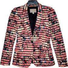 Banana Republic Striped Floral Single Button Blazer Size 4