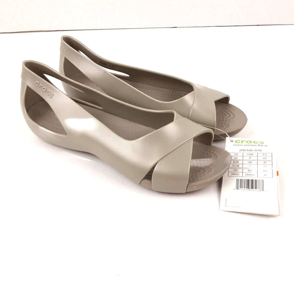 Crocs Serena Womens Size 7 Platinum Slip On Casual Walking Flat Sandal