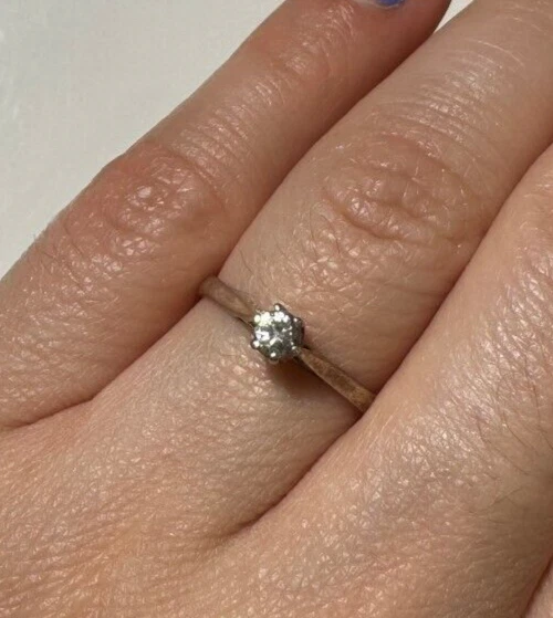 Vintage Zircone Fian ailles Solitaire Mariage Argent Sterling
