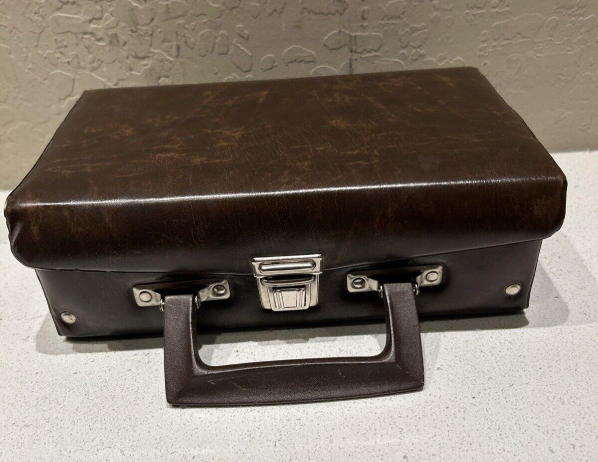 Vintage BMI 12 Cassette Tape Storage Case Holder Brown with Handle
