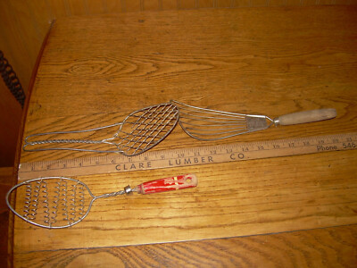 Vintage Kitchen Utensils Pair Wire Whip Whisk Beaters Mixers 3 pcs | eBay