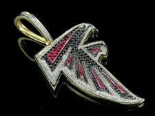 10k Yellow Gold Over Diamond Ruby Atlanta Falcons NFL Dirty Bird Pendant 2"