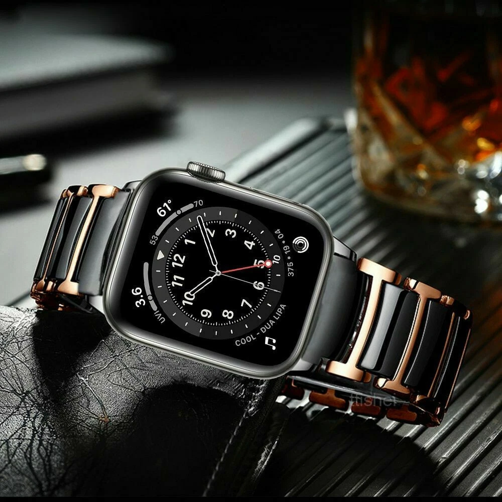 Stainless Steel Ceramic Watch Band For Apple Watch Series 8 7 6 5
