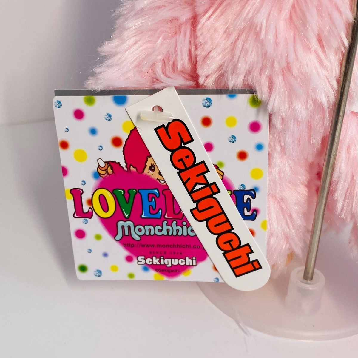 新品 2010年発売 LOVE LOVE ピンク モンチッチ 481 Monchhichi Love Edition Pink eyes S size Plush Monkey doll Thumb