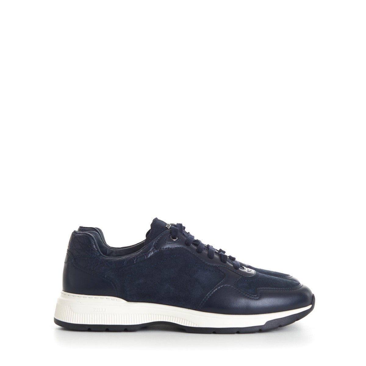 ZILLI 1750$ Runner Sneakers - Blue Suede, Leather & Crocodile