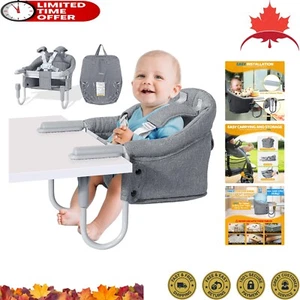 Foldable Portable High Chair - Baby Table Booster Seat - 6-36 Months - Gray