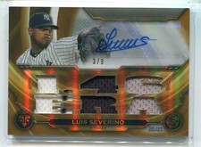 2018 Topps Triple Threads Luis Severino GOLD 3 JERSEY AUTO AUTOGRAPH 3/9 YANKEES