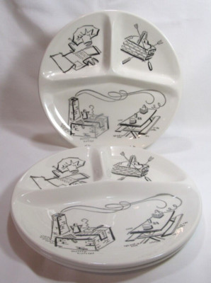 Scio USA Vintage Mid Century BARB-B-QUE Three (3) Grill Plates GC