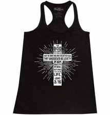 John 3:16 Bible Verse Cross Racerback Tank Top Christian Jesus Gospel Tee