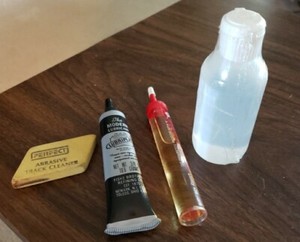 TRAIN TRACK LUBE MAINTENANCE KIT: CLEANER ERASER, CLEANING FLUID, OIL &LUBRICANT