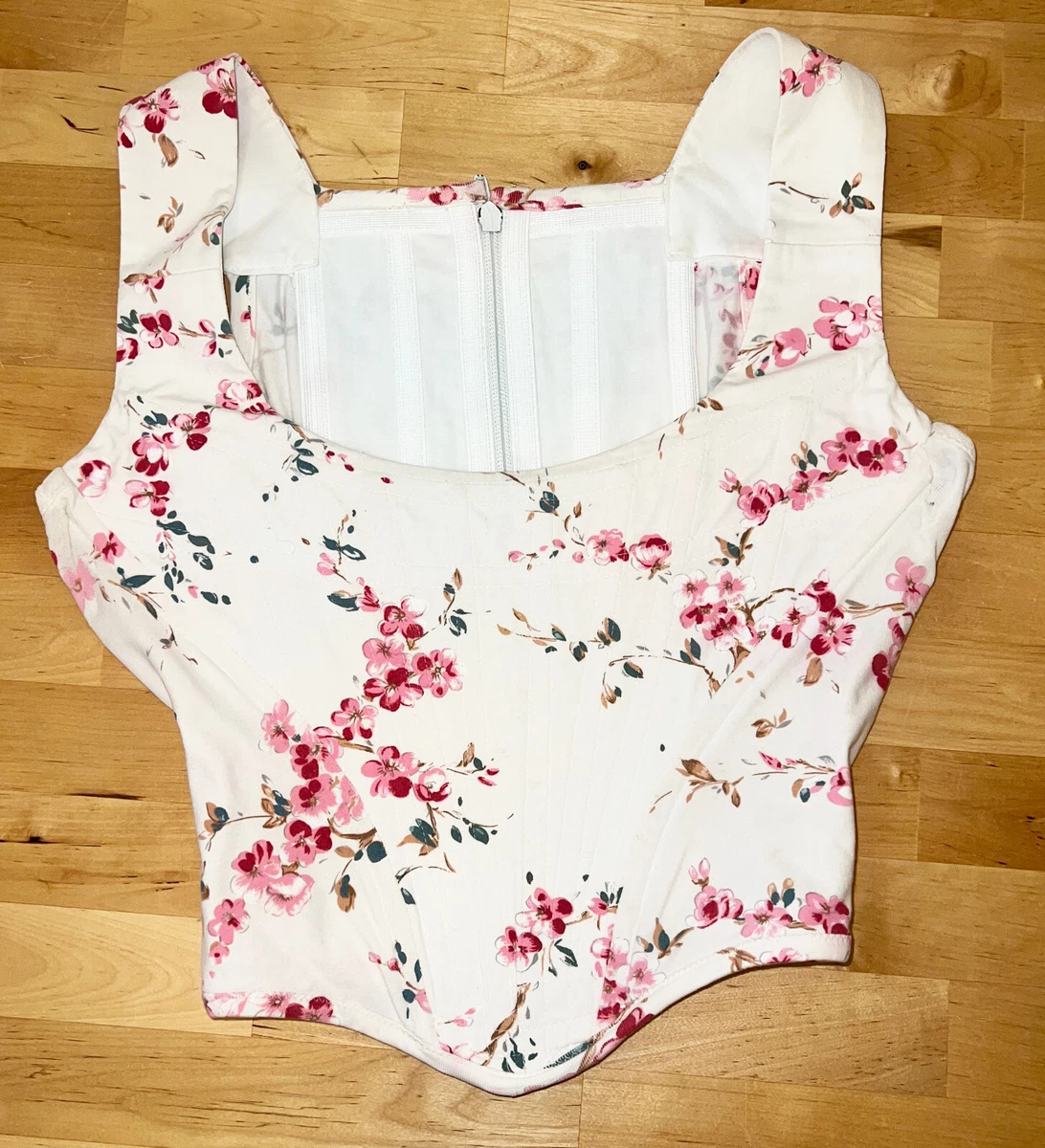 Vintage 90's Vivienne Westwood White/Pink Red Label Floral Corset Top - Size 40