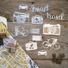 Travel Camera Metal Cutting Dies Scrapbook Paper Blade Punch Embossing Stencils