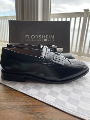 Florsheim men\'s Black Leather Brinson Wingtip Kilted Tassel Loafer Sz 9 D. New w Florsheim mens brinson kiltie tassel slip on + FREE SHIPPING  main image 2