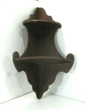 Antique Wood 2 Shelf Corner Wall Vintage Wooden 19.5" Long