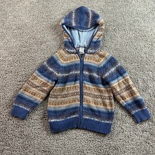 Gymboree Nordic Hoodie Girls 4T Toddler Blue Brown Fair Isle Full Zip Kids