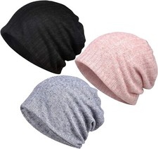 Qunson Women's Baggy Slouchy Beanie Chemo Hat Cap Scarf 3 Pack-f