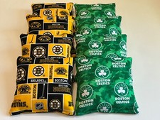 BOSTON CELTICS BRUINS CORNHOLE BEAN BAGS SET OF 8 REGULATION BAG TOSS GAME