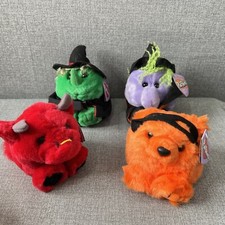 Puffkins Swibco 3 Halloween and 1 Bull Bean Bag Plush Stuffed Toy with tags VTG