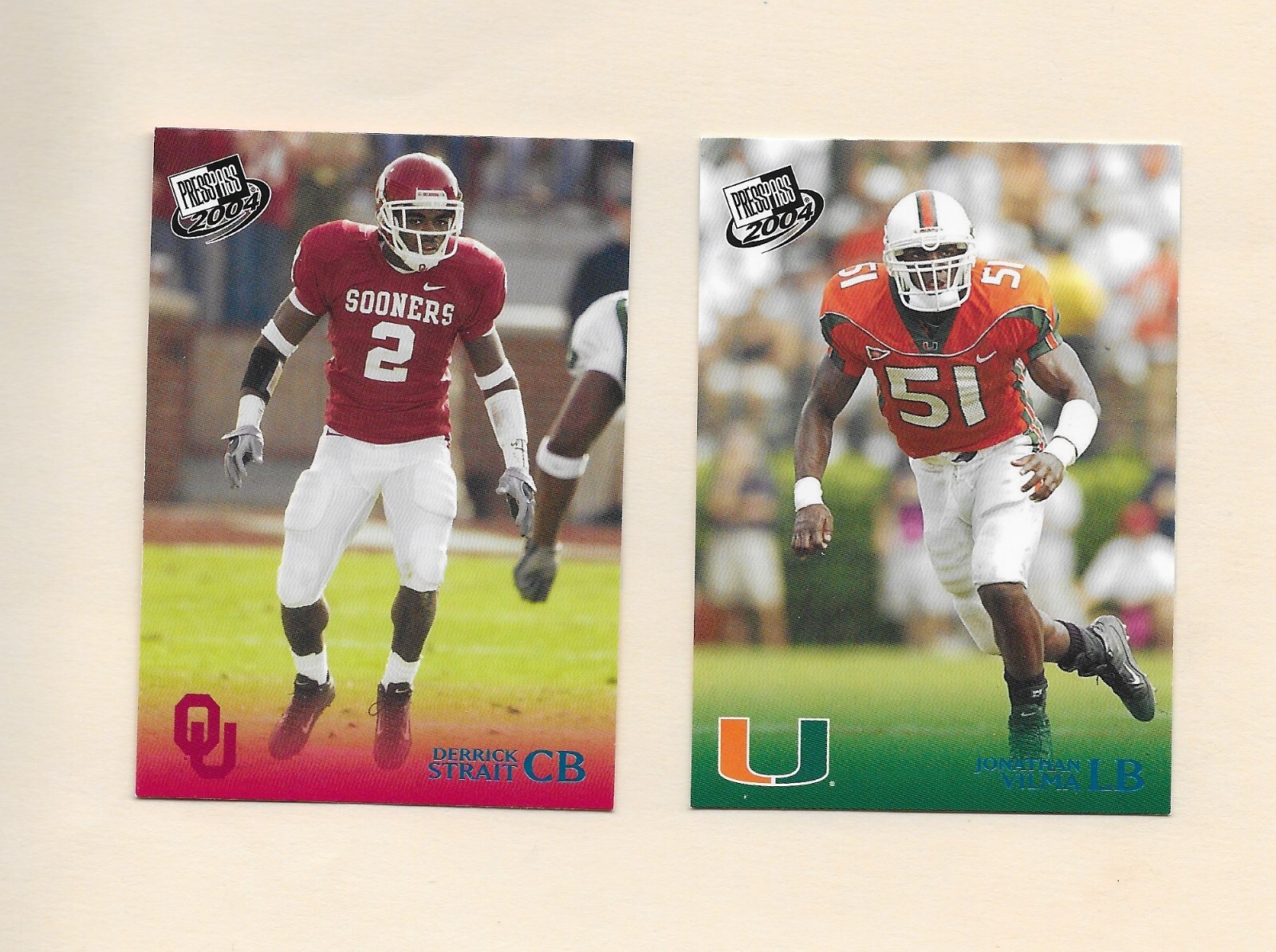 2004 Jonathan Vilma #B39 and Derrick Strait #B43 Press Pass Blue New York Jets