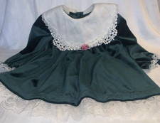 Green Velvet Girls Holiday Dress Vintage Rose Cottage Size 12 Months Lace Trim