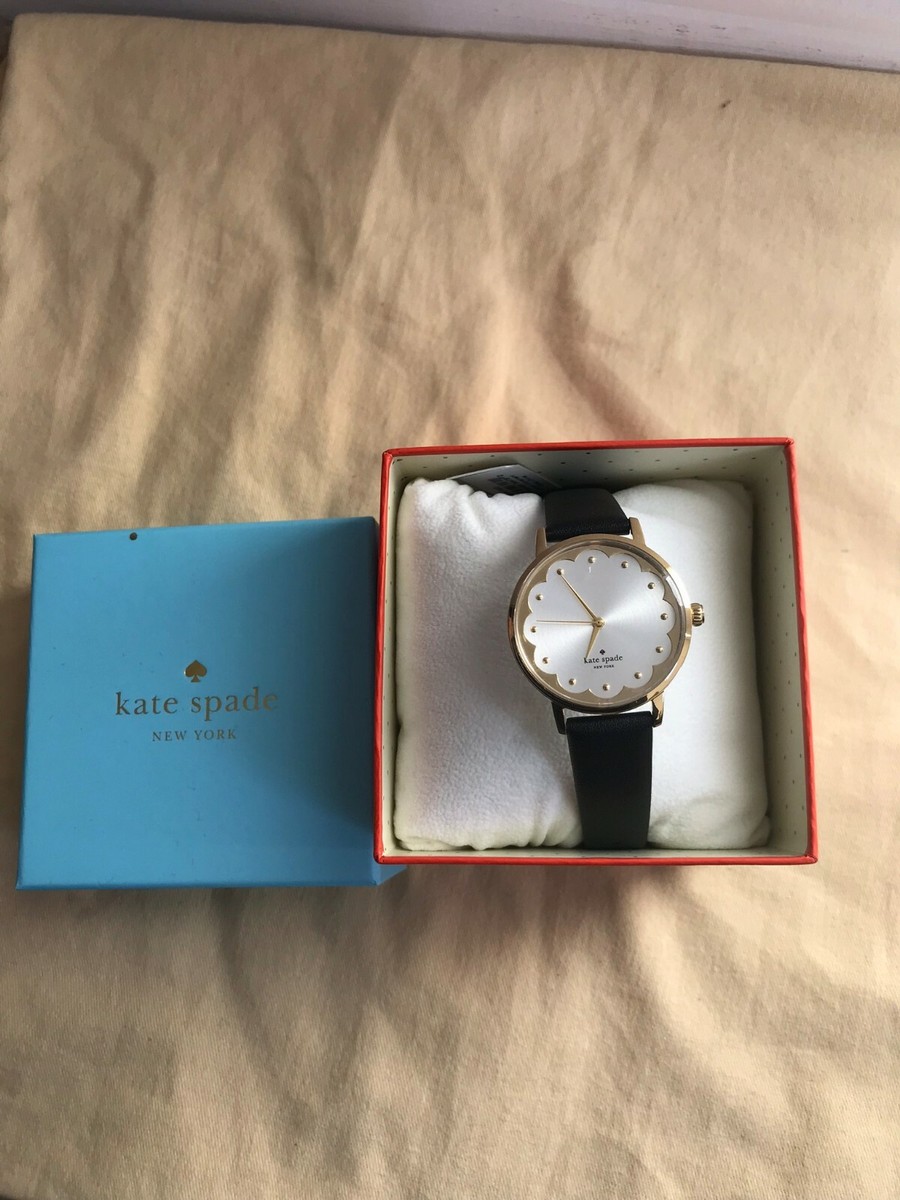 Kate Spade Black Metro Scallop Three-hand Leather Womens Watch