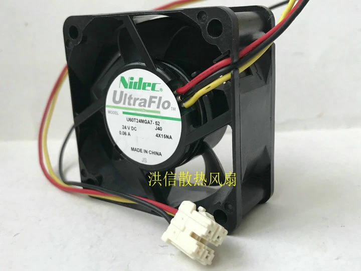 1pcs  Nidec U60T24MGA7-52 DC24V 0.06A 6025 6CM 3-wire silent cooling fan 3pin - Image 2 of 3
