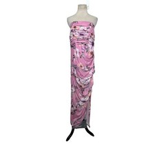 Fashion Nova pink floral ruched maxi cocktail dress size 1X